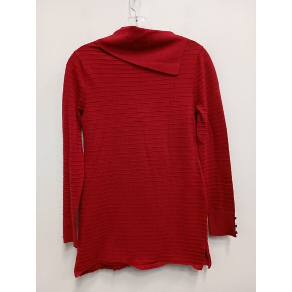 White House Black Market Womens Sweater XS Red Ribbed Slit Cowl Neck Pullover - Picture 9 of 10
